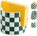 Zoeeker Ceramic Kitchen Sponge Holder, Dish Sponge Holder Suitable for Scrubby Farmhouse Drying Rack Brush Holder for Christmas Bathroom, Kitchen, Sink, Green and White