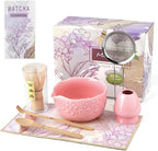 Matcha Whisk Set, 8 Pcs Matcha Kit with Ceramic Japanese Matcha Bowl & Accessories Kit for Traditional Tea Ceremony, Home Use & Gifts for Matcha Lovers (Pink)