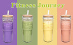 ANOTION Glass Cups with Lids and Straws 2 Packs, 24oz Travel Coffee Mug Wide Mouth Bamboo Mason Jar Iced Coffee Cup Smoothie Cup Glass Tumbler Tea Cup Clear Cute Water Cups Drinking Jars Glasses