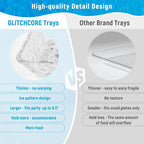GLITCHCORE 4-Pack 11 * 7.8" Acrylic Tray Serving Platter for Party Trays for Serving Food,Fruit Plastic Serving Trays,Suitable for Home Kitchen and Outdoor Dessert, Cake, and Cookie Plating.