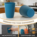 Wrova Wheat Straw Cups 6 PCS Good Alternative to Plastic Reusable Cups 12 oz Unbreakable Drinking Cup Reusable Dishwasher Safe Water Plastic Glasses with 6 Colors