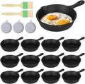 OMISTAR 20 Pack 4 inch Cast Iron Skillet, Mini Nonstick Frying Pan with Oil Brush and Sponge, Single Serve Egg Pan Long Handle Omelet Pan, Grill Safe