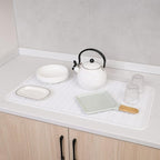 MicoYang Silicone Dish Drying Mat for Multiple Usage,Easy clean,Eco-friendly,Heat-resistant Silicone Mat for Kitchen Counter or Sink,Refrigerator or Drawer Liner White 4XL 32 inches x 18 inches