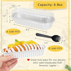Mini Loaf Pans with Lids 100 Pack,LNYZQUS 6.8oz Mini Cake Pans Rectangle Aluminum Foil Baking Tins Containers,Disposable Small Cake Baking Pan Cupcake Baking Cups Muffin Tins-White