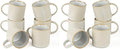 famiware Coffee Mug Set for 6, Star 12 oz Catering Mugs Cup Set with Handle for Coffee, Tea, Cocoa, Milk - Ceramic Stoneware Drinkware Set, Cappuccino White (Pack of 2)