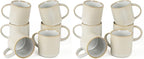 famiware Coffee Mug Set for 6, Star 12 oz Catering Mugs Cup Set with Handle for Coffee, Tea, Cocoa, Milk - Ceramic Stoneware Drinkware Set, Cappuccino White (Pack of 2)