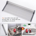 Ahyuan Roll up Dish Drying Rack Over The Sink Kitchen Roll up Sink Drying Rack Portable Dish Drainer Foldable Dish Drying Rack (Warm Gray, 20.5''X19.7'')