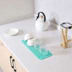 MicoYang Silicone Dish Drying Mat for Multiple Usage,Easy clean,Eco-friendly,Heat-resistant Silicone Mat for Kitchen Counter,Sink,Bar,Bottle,or Cup Mint M 17 inches x 6 inches