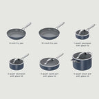 Ninja Ceramic Pro 10Piece Cookware Set, NonStick Pots & Pans Set with Glass Lids, Nontoxic, PTFE Free, Ceramic Coated, Stove to Oven Safe, All Stovetop & Induction Compatible, Midnight Blue, CW39010MM