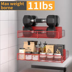 Magnetic Spice Rack for Refrigerator, 4 Pack 100% Metal Strong Magnet Fridge Shelves, Space Saving Spice Organizer, No Drilling Moveable Home Kitchen Laundry Room Storage Organization, Red