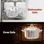 SUNHOUSE Stainless Steel Stock Pot - 12 Quart Heavy-Duty Induction Cooking Pot with Visible Lid for Pasta, Soup, Spaghetti - Nonstick Thick-Bottom Deep Stockpot for Canning, Boiling, and Simmering
