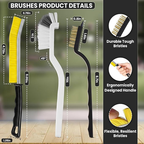 8 Pcs Crevice Cleaning Brush Set – Hard Bristle Cleaning Tools for Grout, Gaps & Narrow Spaces – Multi-Purpose Grout Brush, for Cleaning Bathroom, Shower, Window Tracks, Kitchen