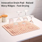 ZLR Silicone Dish Drying Mat & Heat Resistant Trivet (12" x 16") - Waterproof Counter Protector for Air Fryer, Coffee Maker - Non-Slip, BPA Free Kitchen Pad, Easy Clean Dishwasher Safe (Peach Pink)