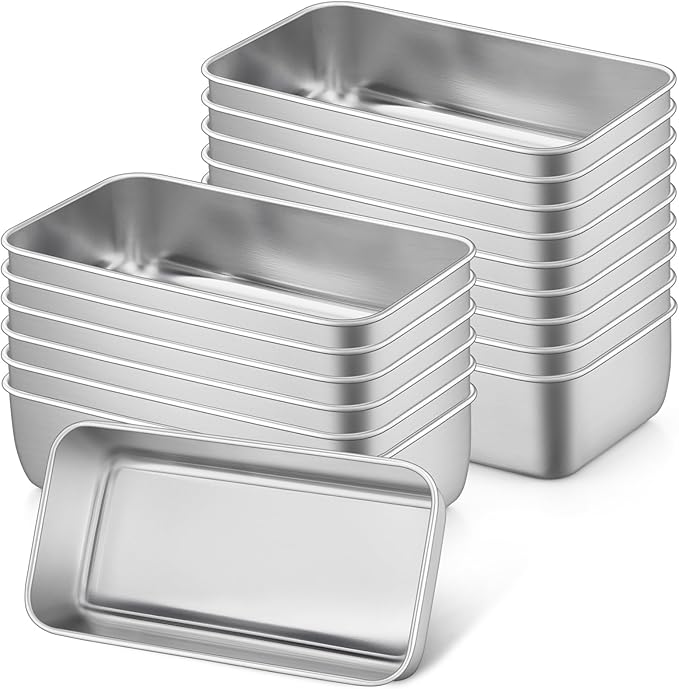 P&P CHEF Loaf Pan Set, 9 x 5 Inch Bread Pans, Stainless Steel Loaf Toast Baking Pans For Bread Meatloaf Lasagna Cake, Healthy & Non Toxic, Oven Safe& Easy Clean, (Silver, 16Pcs)