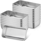 P&P CHEF Loaf Pan Set, 9 x 5 Inch Bread Pans, Stainless Steel Loaf Toast Baking Pans For Bread Meatloaf Lasagna Cake, Healthy & Non Toxic, Oven Safe& Easy Clean, (Silver, 16Pcs)