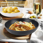 Wrova Wheat Straw Salad Bowls,65oz Unbreakable Wide and Shallow Dinner Bowls Set of 2,Microwave Safe Reusable Plastic Salad Bowls for Kids, Adults,Salad,Camping,RV.Black and White
