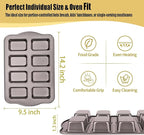 Mini Loaf Baking Pans Set 8-Cavity with 200 PCS Parchment Liners, Nonstick Bakeware Rectangle Bread Pan, Heavy Duty Banana Bread Pan, Grey