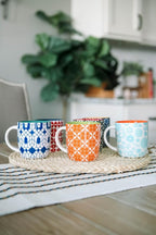 Annovero Small Coffee Cups - 11.7 Oz Capacity - Porcelain Kitchen Mugs for Tea, Latte, Cappuccino, or Hot Cocoa - Set of 6