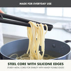 GreenPan Silicone Tong, Cooking Grilling Serving, Salad, Kitchen Utensil, Flexible Rubber Nonstick Cookware, Rigid Steel Core, Heat-Resistant, Anti-Slip Handle, BPA-Free, Dishwasher Safe, Gray