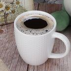 Schliersee 16 OZ Coffee Mugs Set of 6, White Ceramic Coffee Mug, Geometric Pattern Coffee Cups for Latte, Tea, Cappuccino, Mocha, Cocoa, Espresso cups