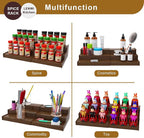 Spice Rack Organizer for Cabinet 2 Pack, 3 Tier Expandable Bamboo Spice Storage for Kitchen Cupboard Pantry, Brown