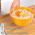 Unbreakable Wheat Straw Cereal Bowls Set of 4, 24 OZ Microwave and Dishwasher Safe Lightweight Soup and Salad Bowl Sets, Reusable Dessert Bowls for Rice, Pasta, Snack, Fruit, BPA Free (Yellow)