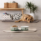 Bone Dry Paw & Patch Ceramic Pet Collection, Small Set, 4.25x2, Hunter Green, 2 Piece,5742