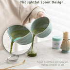 Matcha Kit Set, Matcha Whisk Set Includes Matcha Bowl And Holder, Bamboo Matcha Whisk, Scoop and Matcha Sifter, 17 oz Mottled Blue Glaze Ceramic Matcha Kit for Tea Lovers