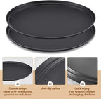 FillTouch 2 Pcs Restaurant Serving Trays PP Plastic Non Slip Rubber Lined Large Oval Tray for Kitchen Dining Room Cafeterias Fast Food Service (27 x 22 Inch,Black)
