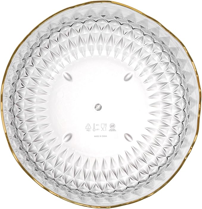 Frcctre 4 Pack 70 Ounce Small Clear Plastic Serving Bowls, 8 Inch Round Crystal Salad Mixing Bowl Disposable Plastic Catering Bowls for Party, Salad, Fruit, Snack, Chip, Popcorn