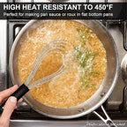 Walfos Whisk,Whisks for cooking set, 304 Stainless steel Whisks,Heat Resistant 600°F.Perfect for Blending Beating Stirring - 11inFlat Whisk and 7+9+11in Balloon Whisk