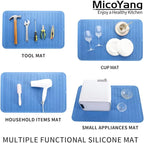 MicoYang Silicone Dish Drying Mat for Multiple Usage,Easy clean,Eco-friendly,Heat-resistant Silicone Mat for Kitchen Counter or Sink,Refrigerator or Drawer Liner Lichen BlueL 3XL 28 inches x 18 inches