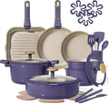 CAROTE 26Pcs Nonstick Pots and Pans Set, Nonstick Cookware Set with Detachable Handle, Induction Kitchen Cookware Sets Removable Handles, Dishwasher Safe, Oven Safe, Purple