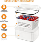 5-Pack Fruit Storage Containers for Fridge with Removable Colanders, 4 in 1 Produce Storage Containers with Lids, Leakproof Fridge Organizer Bins for Salad Berry Lettuce Vegetables Meat Keeper Fresh