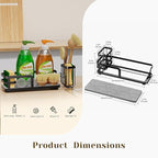 Kitchen Sink Caddy Organizer for Instant Dry, Rustproof Sponge Holder & Dish Soap Tray with Diatomaceous Earth, Countertop Brush Storage,10.2" X 4.7" X 4.1",Black