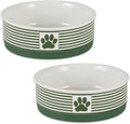 Bone Dry Paw & Patch Ceramic Pet Collection, Medium Set, 6x2, Hunter Green, 2 Piece (5742)