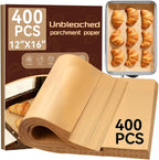 YUANYE 400PCS Parchment Paper Baking Sheets, 12"x16" Unbleached Precut Half Parchment Paper for Baking, Non-Stick Baking Paper for Baking, Grillin, Steaming Bread Cookies, Oven, Air Fryer, Microwave