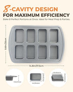 Mini Loaf Pan, 8-Cavity Non-Stick Carbon Steel Baking Pans Set for Banana Bread, Cornbread, Cheesecake, Muffins, Pound Cake, Small Meatloaf, Bread Pan