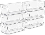 Sorbus Stackable Storage Bins Open Front, Clear Stackable Storage Bins, Pantry Bins for Storage and Organization, Acrylic Stackable Bins for Kitchen, Clear Pantry Organizer Bins (Small Wide 6 Pack)