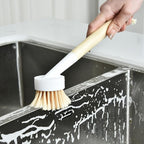 ALINK Dish Brush with Handle and 3 Replacement Heads, Pot and Pan Cleaning Scrub Brush for Kitchen, Sink, Stove, Cast Iron Scrubber