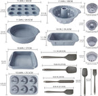28 PCS Nonstick Silicone Baking Pans Set,With Baking Pan Cake Molds,Fluted Pans,Donut Pan,Muffin Pan,Nonstick Cake Pan Reusable Tube Oven Baking Mold for Muffin, Cake, Bread(Light Grey)