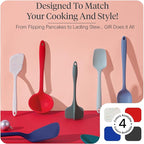 GIR 5-Piece Silicone Kitchen Utensils Set, Non-Toxic Cooking Utensils for Cooking and Baking, Heat Resistant, Food Grade, Dishwasher Safe Rubber Spatula, Ladle, Spoon - Charcoal