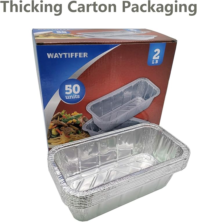 Loaf Pans [50 Pack] 2Lb Heavy Duty Disposable Aluminum Foil Premium Bread Tins Standard Size - 8.5" X 4.5" X 2.5" Perfect for Homemade Cakes & Breads