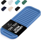 Zulay Kitchen (9x3.5) Silicone Sponge Holder for Kitchen Sink - Flexible Multipurpose Soap Tray Sponge Holder - Sink Organizer Tray for, Bathroom, Makeup, Trinkets & More (Provence Blue)