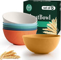 Homienly Wheat Straw Bowls Cereal Bowls 40 OZ Unbreakable Thick Soup Bowls Alternative Plastic Cereal Bowls for Kitchen, RV, Camping Microwave and Dishwasher Safe Bowl Set Reusable (Multi, 6 PCS)