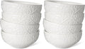 Artena Ceramic Cereal Bowls 26 oz, Embossment Soup Bowls Set of 4, White Salad Bowl for Kitchen, Dinner, Breakfast, Oatmeal, Rice, Pasta, Dishwasher Microwave Safe, 6 inch (Lianas) (Pack of 2)