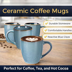GBhome Ceramic Coffee Mugs Set of 6, 12oz Stoneware Coffee Mugs Set For Dad Mom Women MEN, Light Weight Ceramic Coffee Cups for Latte/Tea/Beer/Hot Cocoa, Dishwasher & Microwave Safe