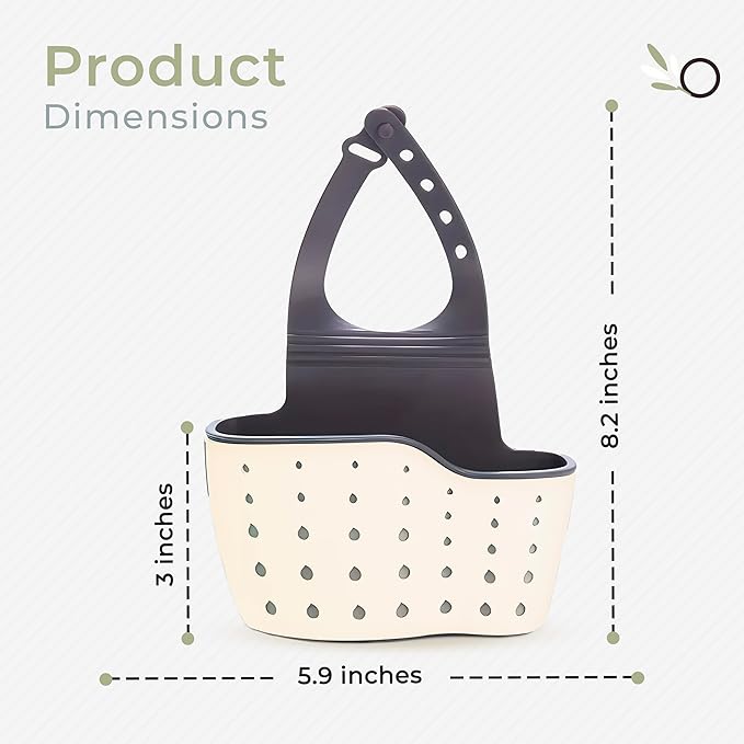 Sponge Holder for Kitchen Sink to Hang from the Faucet. Modern Adjustable Kitchen Sink Sponge Holder with Drain Holes For Drying.