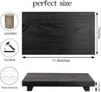 zoocatia Small Wood Tray Pedestal Stand Farmhouse Bathroom Decor Decorative Wooden Riser Kitchen Soap Dish Holder for Vanity, Counter, Sink, Large 11.8" x 7" - Black