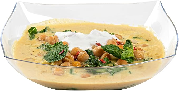 Restaurantware-Moderna 32 Ounce Fancy Plastic Bowls, 10 Square Disposable Salad Bowls - Durable, Heavy-duty, Clear Plastic Bowl, For Warm And Cold Foods